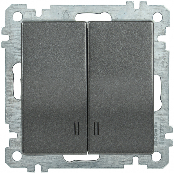 IEK ВС10-2-1-Б Выключатель двуклавишный с индикацией 10А BOLERO антрацит