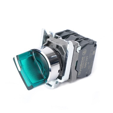 Systeme Electric Переключатель SB4 с подсветкой в сборе 22мм 3поз зел с фикс металл 230ВАС 1НО+1НЗ