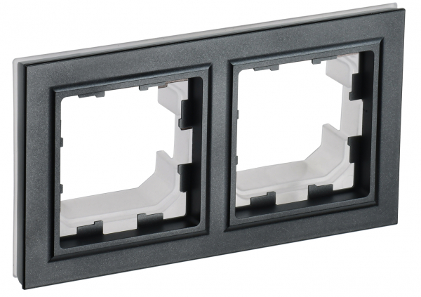IEK BRITE BASE Черный Рамка 2-м IP44 РУ-2-БрЧ-44