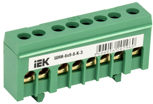 IEK Шина PE земля в корп изол на DIN-рейку ШНИ-6х9-8-К-З