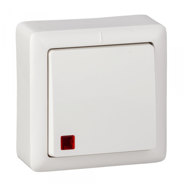 Systeme Electric Wessen ХИТ наруж Бел Выключатель 1-клавишный с подсветкой 6А, 250В