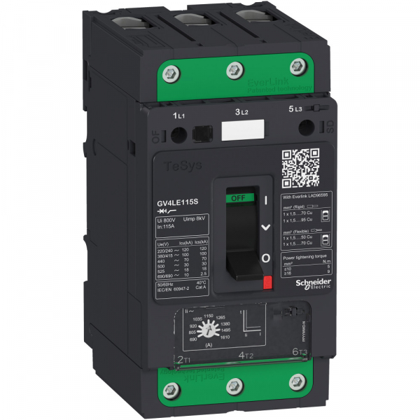 Schneider Electric Автоматический выключатель GV4LE с магнитным расцепителем 12,5A 50kA зажим Everlink
