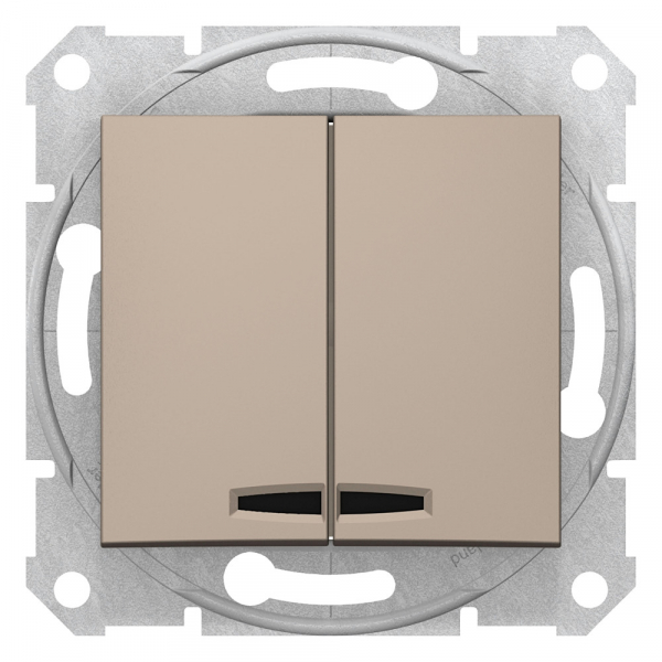 Schneider Electric Sedna Титан Выключатель 2-клавишный с подсветкой 10А (сх 5)
