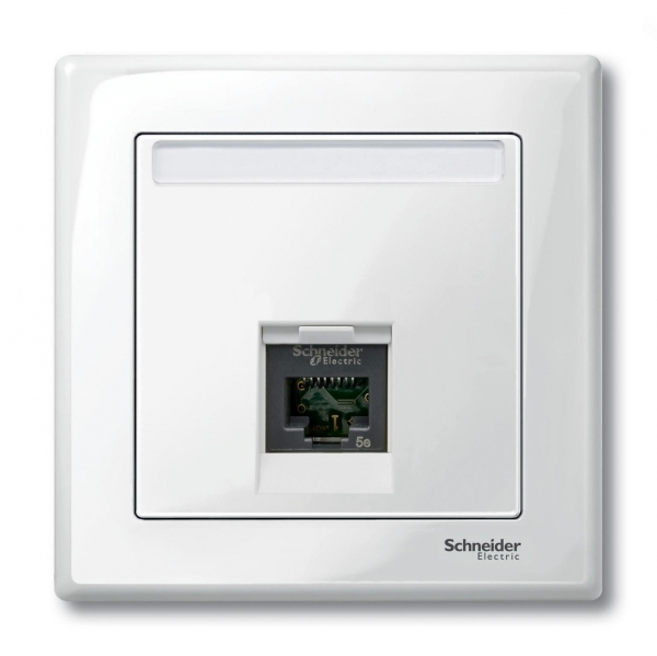 Schneider Electric Merten SM Бел глянец Накладка розетки ТЛФ/комп 1-ой прямой