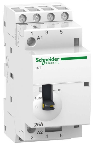 Schneider Electric Acti 9 iCT25A Контактор модульный с ручным управлением 4НО 220/240В АС
