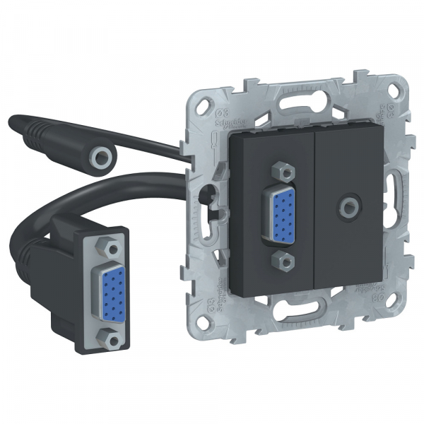 Schneider Electric Unica New Антрацит Розетка HD15+Minijack
