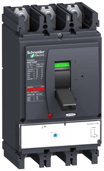 Schneider Electric Compact NSX 630H Автоматический выключатель Micrologic .1.3M 500A 3P3Т