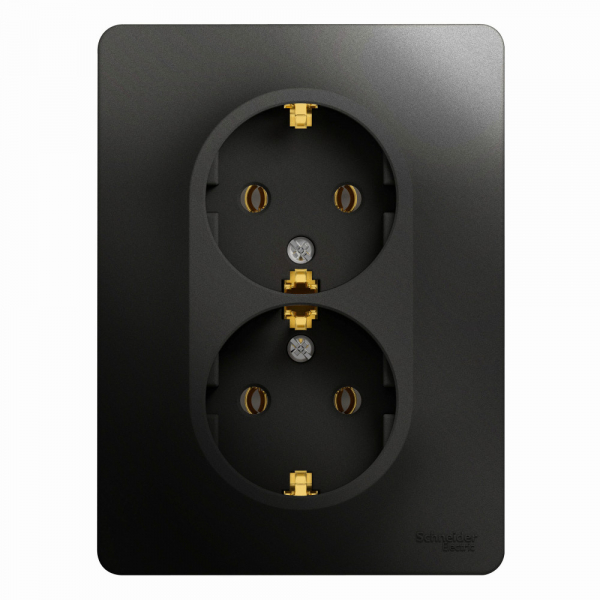 Systeme Electric Glossa Антрацит Розетка 2-ая с/з, 16А (в сборе)