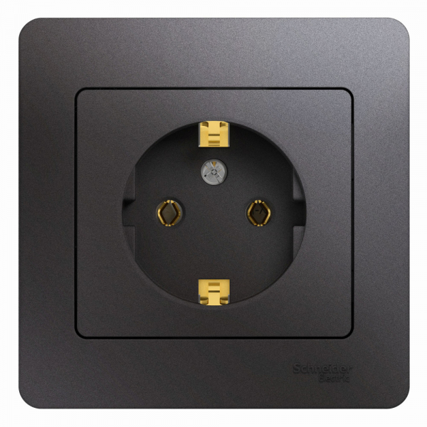 Systeme Electric Glossa Графит Розетка с/з (в сборе)