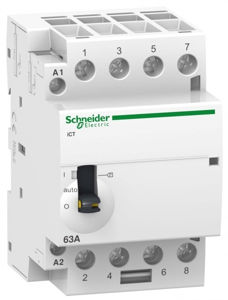 Schneider Electric Acti 9 iCT63A Контактор модульный с ручным управлением 4НО 220/240В АС