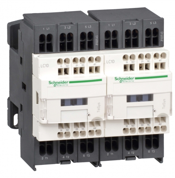 Schneider Electric Contactors D Контактор реверсивный 3Р 12A, НО+НЗ, 24В DС, 2.4 Вт, пружинный зажим
