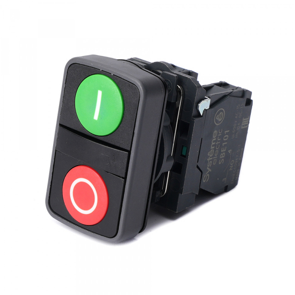 Systeme Electric Кнопка двойн SB5 в сборе модуль 22мм зел "I"+красн "O" пластик 1НО+1НЗ