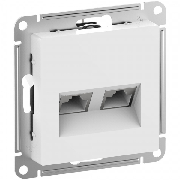 Systeme Electric AtlasDesign Белый Розетка двойная комп RJ45+RJ45, кат.6А, механизм