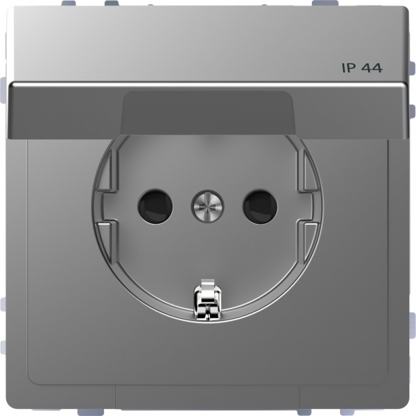Schneider Electric Merten D-Life Нержавеющая Сталь Розетка 16А с/з и крышкой IP44
