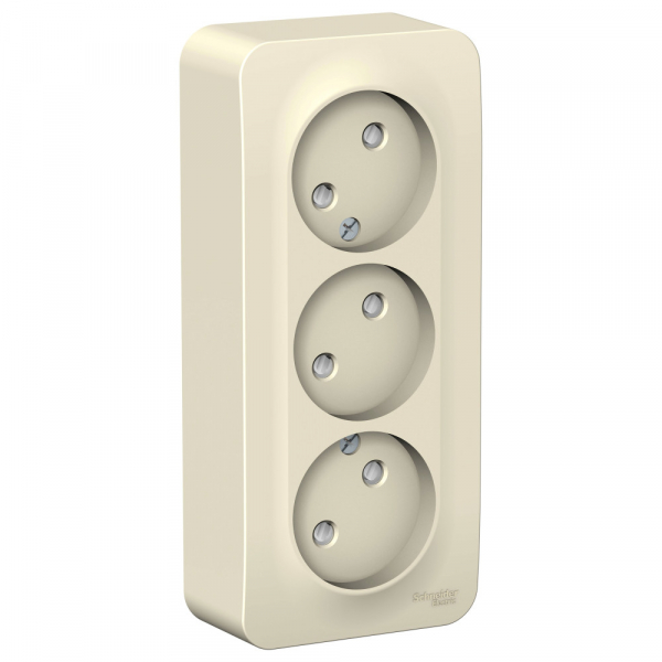 Systeme Electric Blanca наруж Молочная Розетка 3-ая б/з со шторками 16А, 250В, изолир. пластина