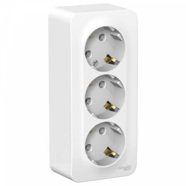 Systeme Electric Blanca наруж Бел Розетка 3-ая с/з без шторок изолир. пластина 16А, 250В