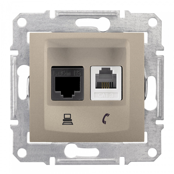 Schneider Electric Sedna Титан Розетка 2-ая ТЛФ + компьютерная кат.5е UTP (RJ11+RJ45)