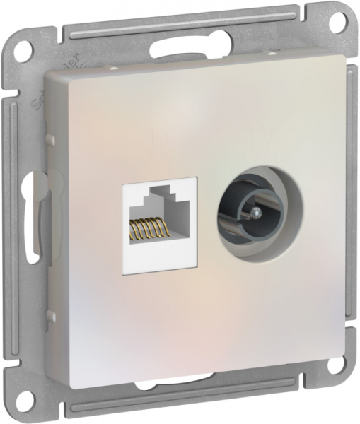 Systeme Electric AtlasDesign Жемчуг Розетка двойная комп+ТВ, RJ45+TV, кат.5E, механизм