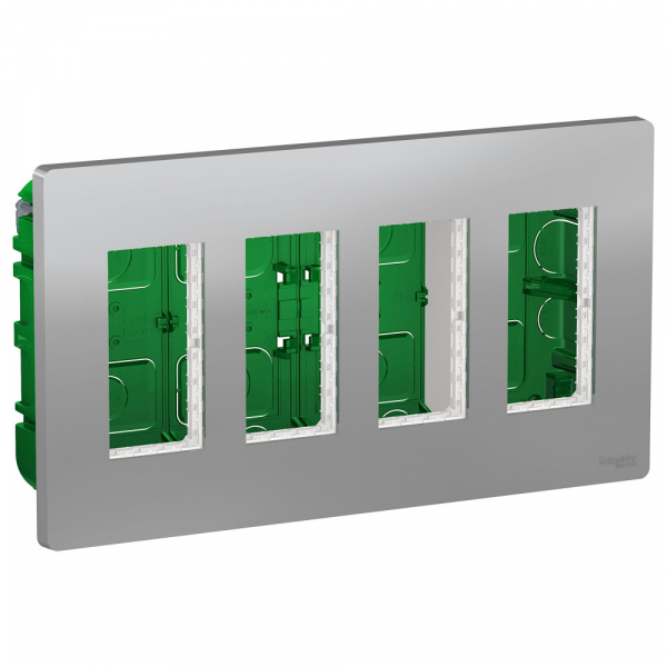 Schneider Electric Unica System+ Алюминий Блок скрытой установки 4х2