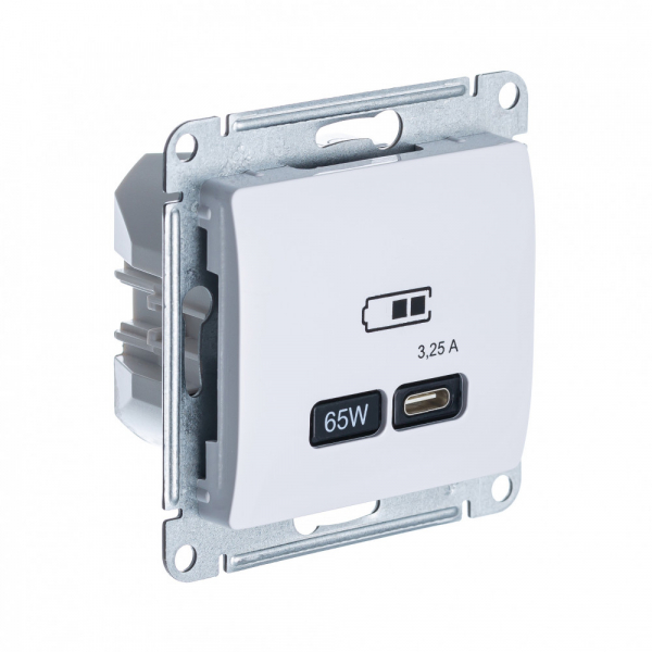 Systeme Electric Glossa Белый USB Розетка тип-С 65W высокоскор.заряд. QC, PD, мех.