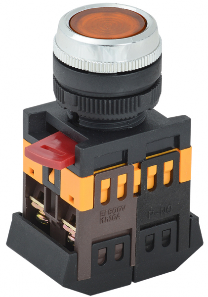 IEK Кнопка ABLFS-22 желтый d22мм неон/240В 1з+1р