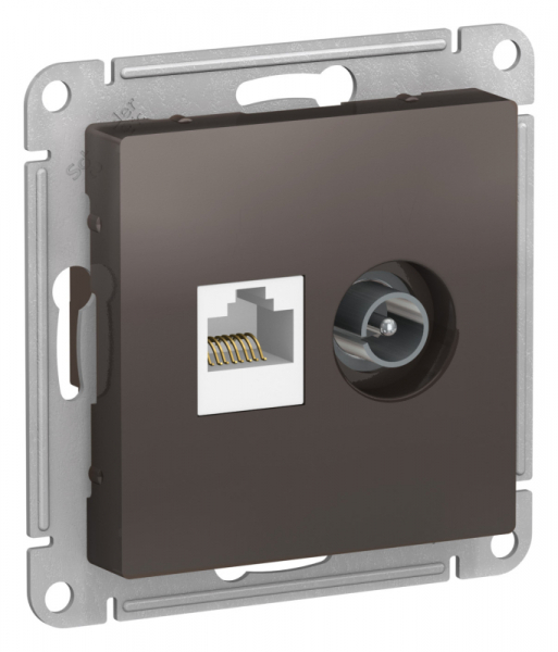 Systeme Electric AtlasDesign Мокко Розетка двойная комп+ТВ, RJ45+TV, кат.5E, механизм
