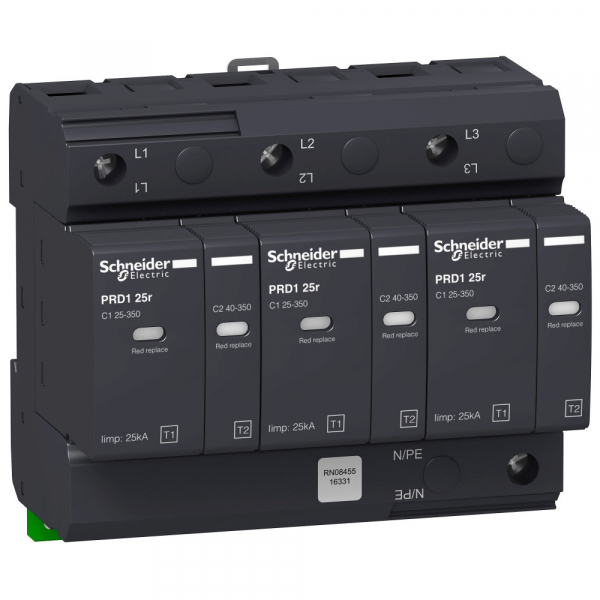 Schneider Electric Acti 9 PRD1 25r Ограничитель перенапряжения 3P, класс 1+2, со сменными картриджами