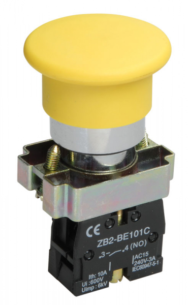 IEK LAY5 Кнопка управления LAY5-BC51Грибок без подсветки желтая 1з