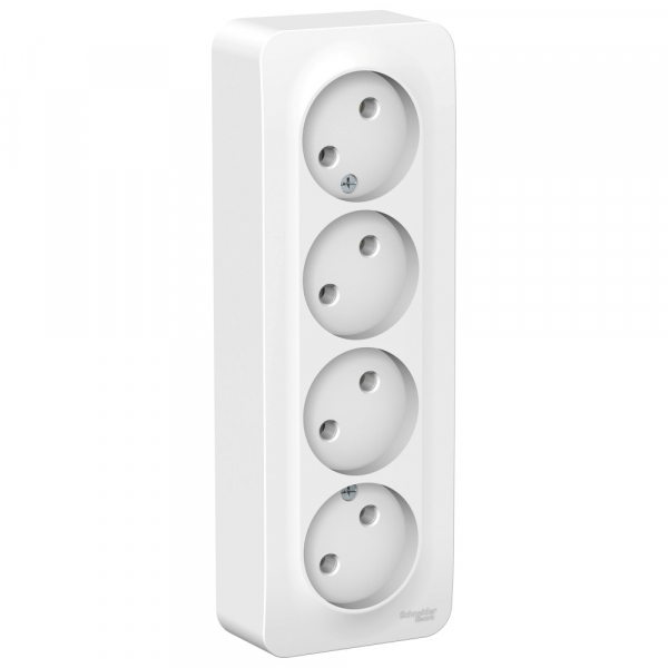 Systeme Electric Blanca наруж Бел Розетка 4-ая б/з без шторок 16А, 250В, изолир. пластина