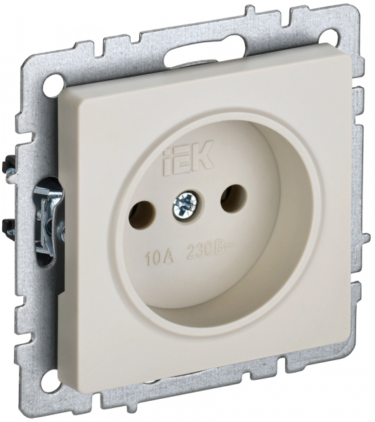 IEK BRITE BASE Бежевый Розетка 1-м б/з без защ штор 10А РС10-1-0-БрКр