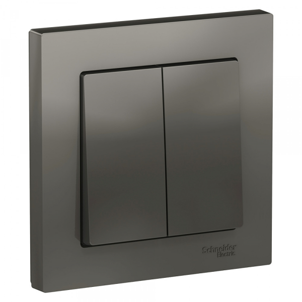 Systeme Electric AtlasDesign Сталь Выключатель 2-клавишный сх.5, 10АХ, в сборе