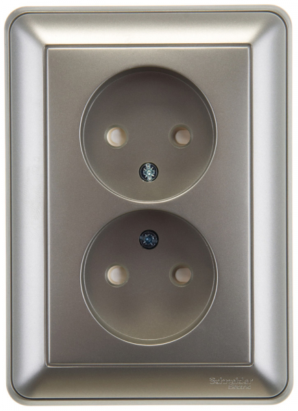 Systeme Electric Wessen 59 Шампань Розетка 2-ая б/з (в сборе, с рамкой)