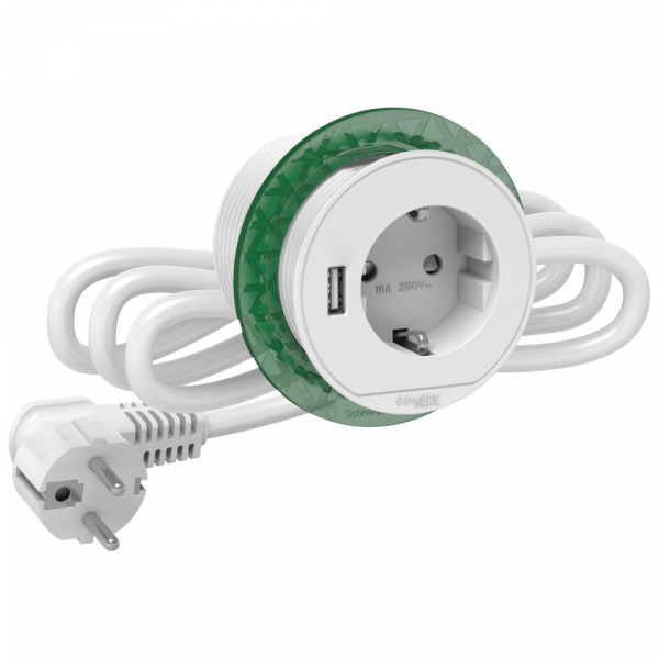 Schneider Electric Unica System+ Белый Блок розеточный (2к+з)+usb тип А