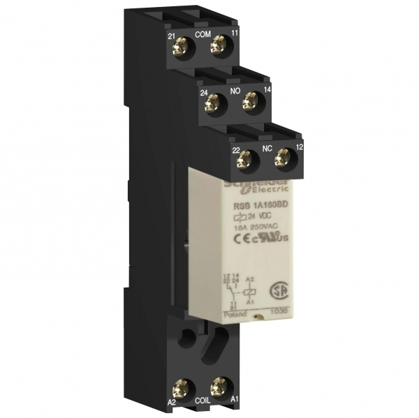 Schneider Electric Реле интерфейсное с колодкой, 2ПК, 24В DC