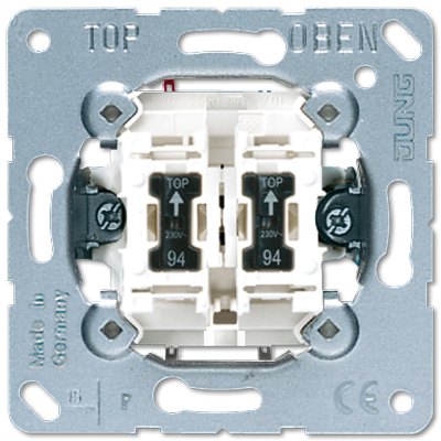 JUNG Мех Выключатель 2-клавишный контрольный для управления жалюзи 10А 250В