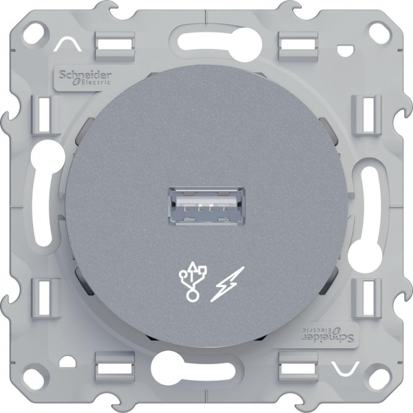 Schneider Electric Odace Алюминий Розетка USB