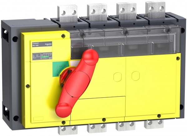 Schneider Electric Compact INS/INV Выключатель-разъединитель INV1250 4P красная рукоятка/желтая панель