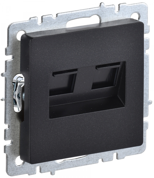 IEK BRITE BASE Черный Розетка комп. 2-ая RJ45 кат.6 РК11-2-БрЧ