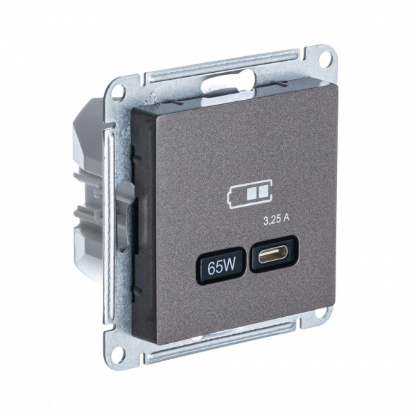 Systeme Electric AtlasDesign Мокко USB Розетка тип-C 65W высокоскор.заряд. QC, PD, мех.