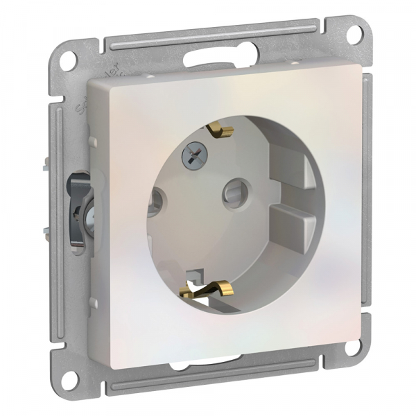 Systeme Electric AtlasDesign Жемчуг Розетка с/з со шторками, 16А, механизм