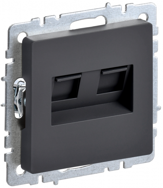 IEK BRITE BASE ГрафитРозетка компьютерная двойная RJ45 кат.5E РК10-2-БрГ