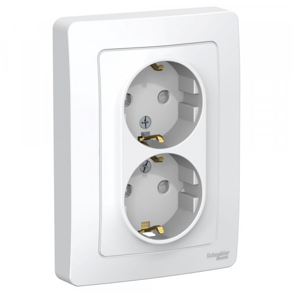 Systeme Electric Blanca внутр Бел Розетка 2-ая с/з со шторками, 16А, 250В