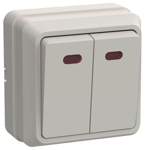 IEK OKTAVA ВС20-2-1-ОКм Выключатель 2кл с инд. 10А (кремовый)