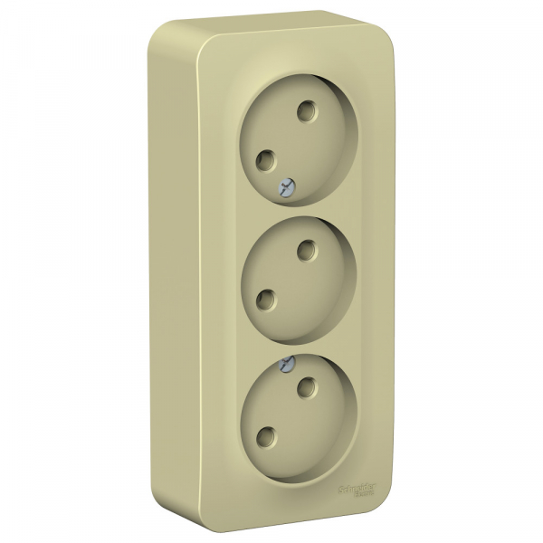 Systeme Electric Blanca наруж Беж Розетка 3-ая б/з без шторок, изолир. пластина 16А, 250В