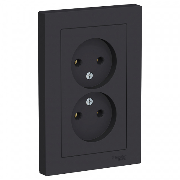 Systeme Electric AtlasDesign Карбон Розетка б/з двойная, 16А, в сборе