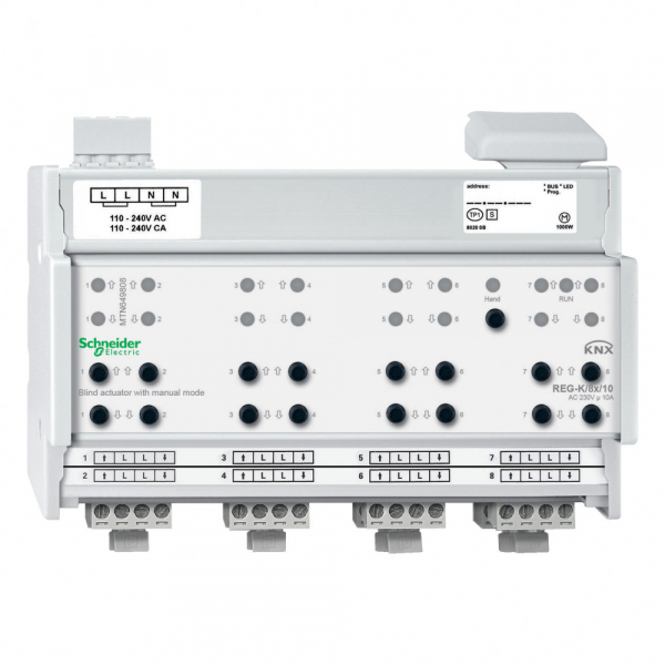 Schneider Electric Merten KNX Актор жалюзи 8-канальный 10А 220V возможность ручного управления DIN-рейка