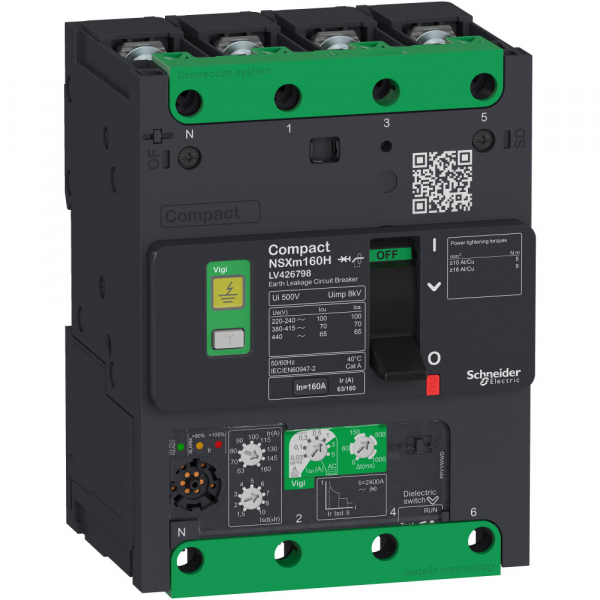 Schneider Electric Compact NSX 4П Автоматический выключатель NSXm 25kA Vigi 50A каб.наконеч./шины