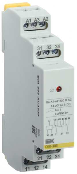 IEK ONI Промежуточное реле OIR 3 контакта (8А) 230 В AC