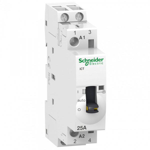 Schneider Electric Acti 9 iCT25A Контактор модульный с ручным управлением 2НО 220В АС 50Гц