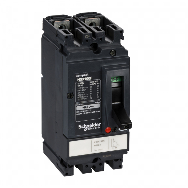Schneider Electric Compact NSX Силовой Автоматический выключатель 2P Iu=100А диапазон уставки тока расцепления: 150А 18кА IP30
